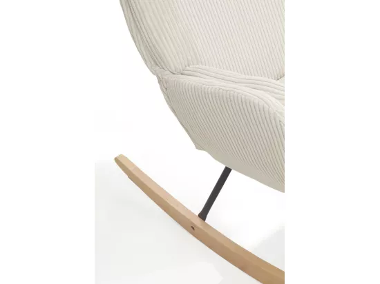 Chaise à bascule tapissée blanc, pieds en métal