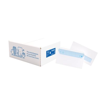 La Couronne - 500 Enveloppes DL 110 x 220 mm - 80 gr - fenêtre cristal 45x100 mm - blanc - bande auto-adhésive