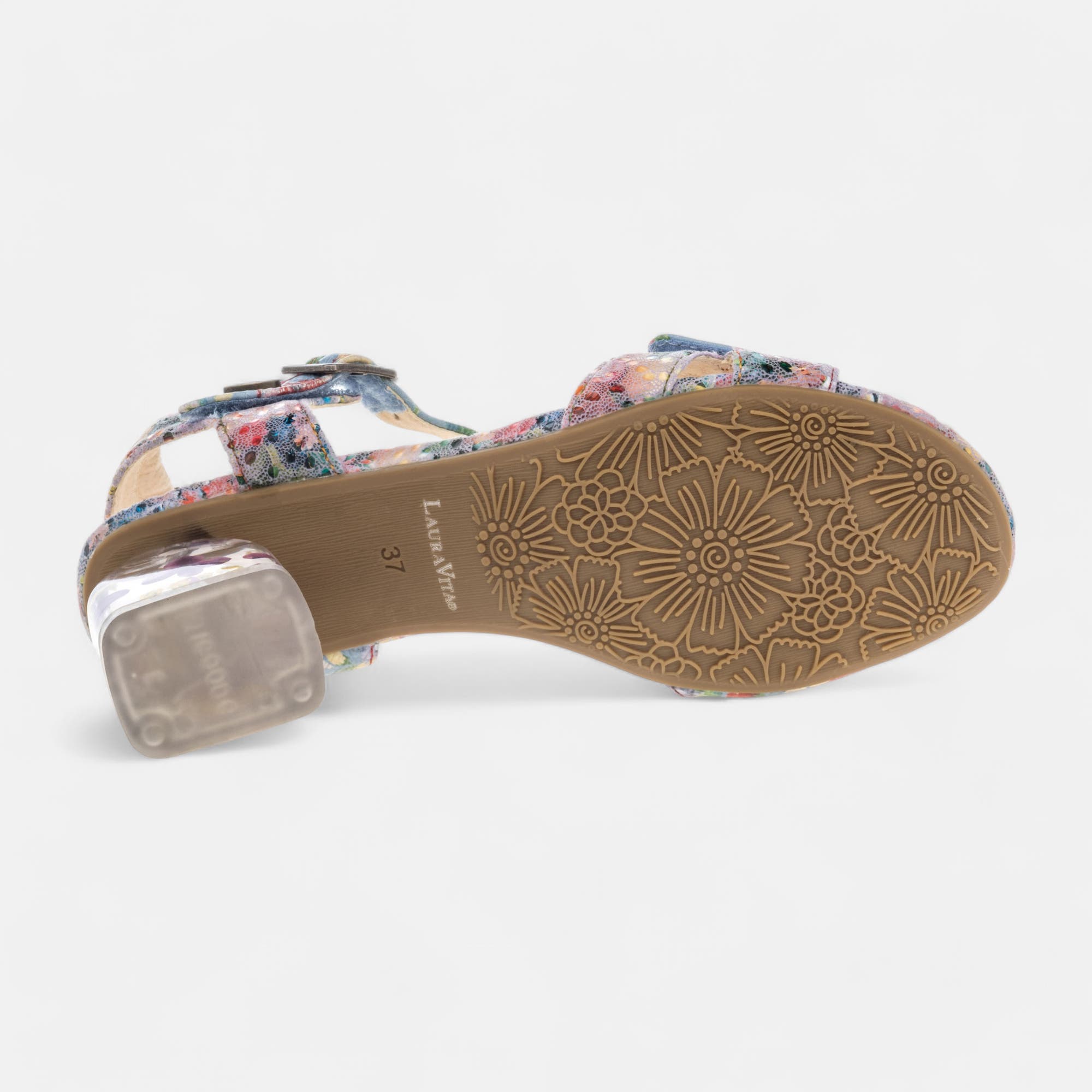 Nu-pieds à talon Femme en cuir bleu