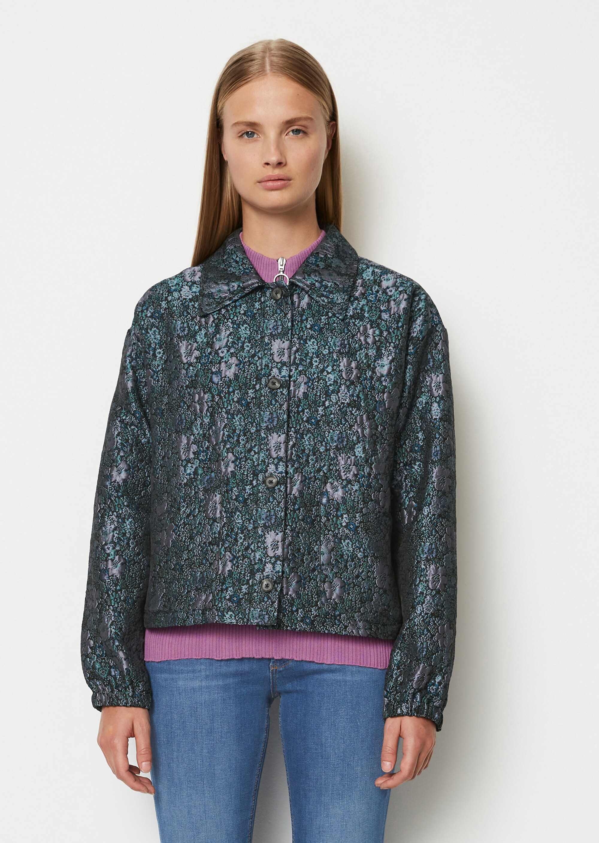 Overshirt looseaus Jacquard-Brokat