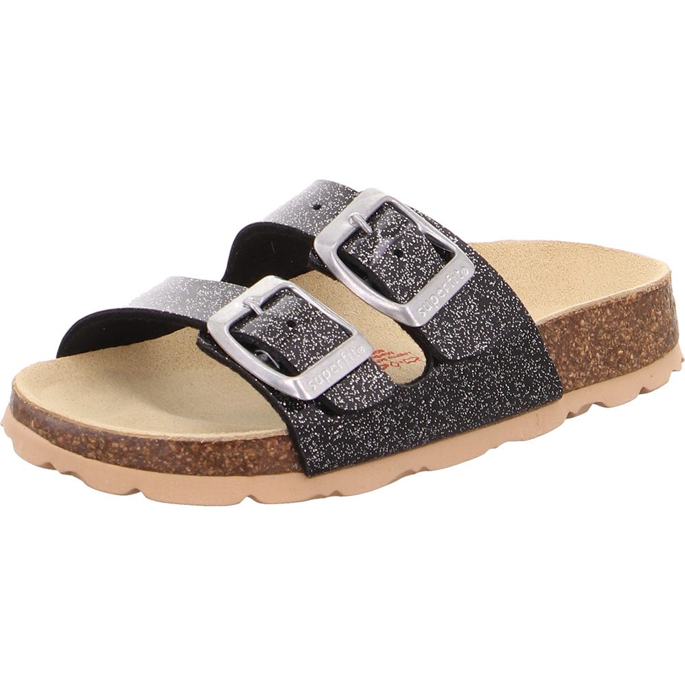 Superfit Fussbettpantoffel Kinder schwarz kombi