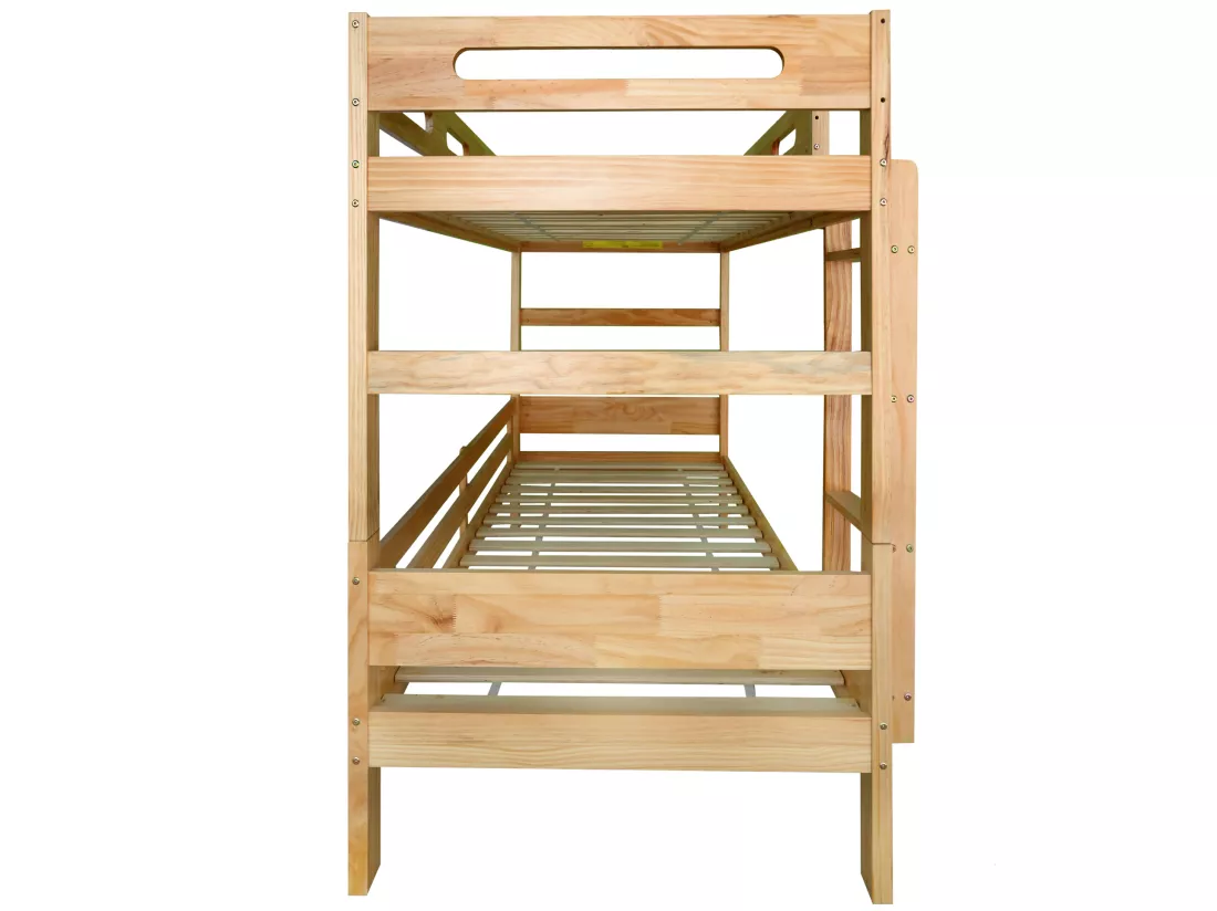Lit superposé - 2x90x200 cm - cadre en pin - sommier inclus - coloris naturel