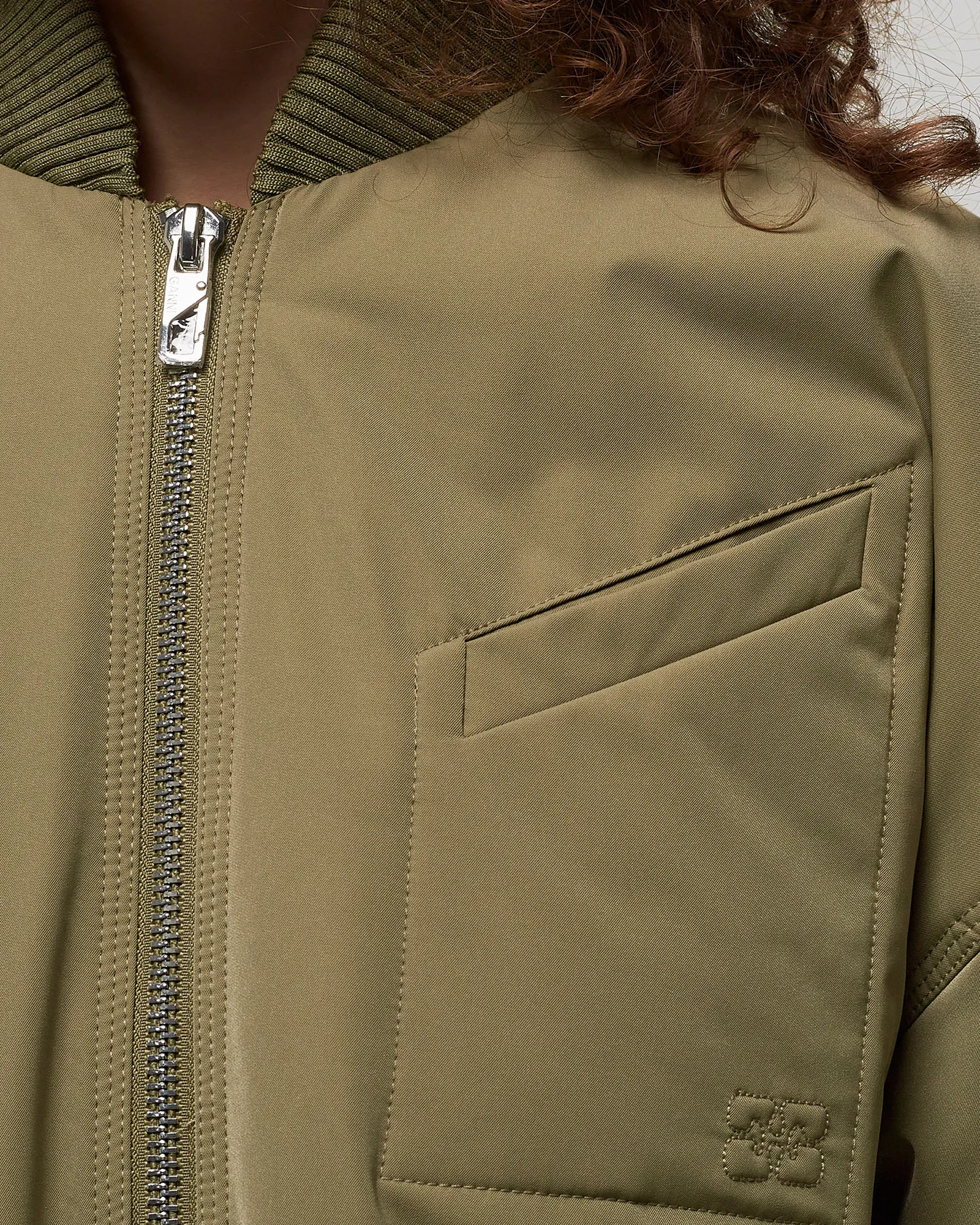 Ganni Light Twill Oversized Bomber Jacket