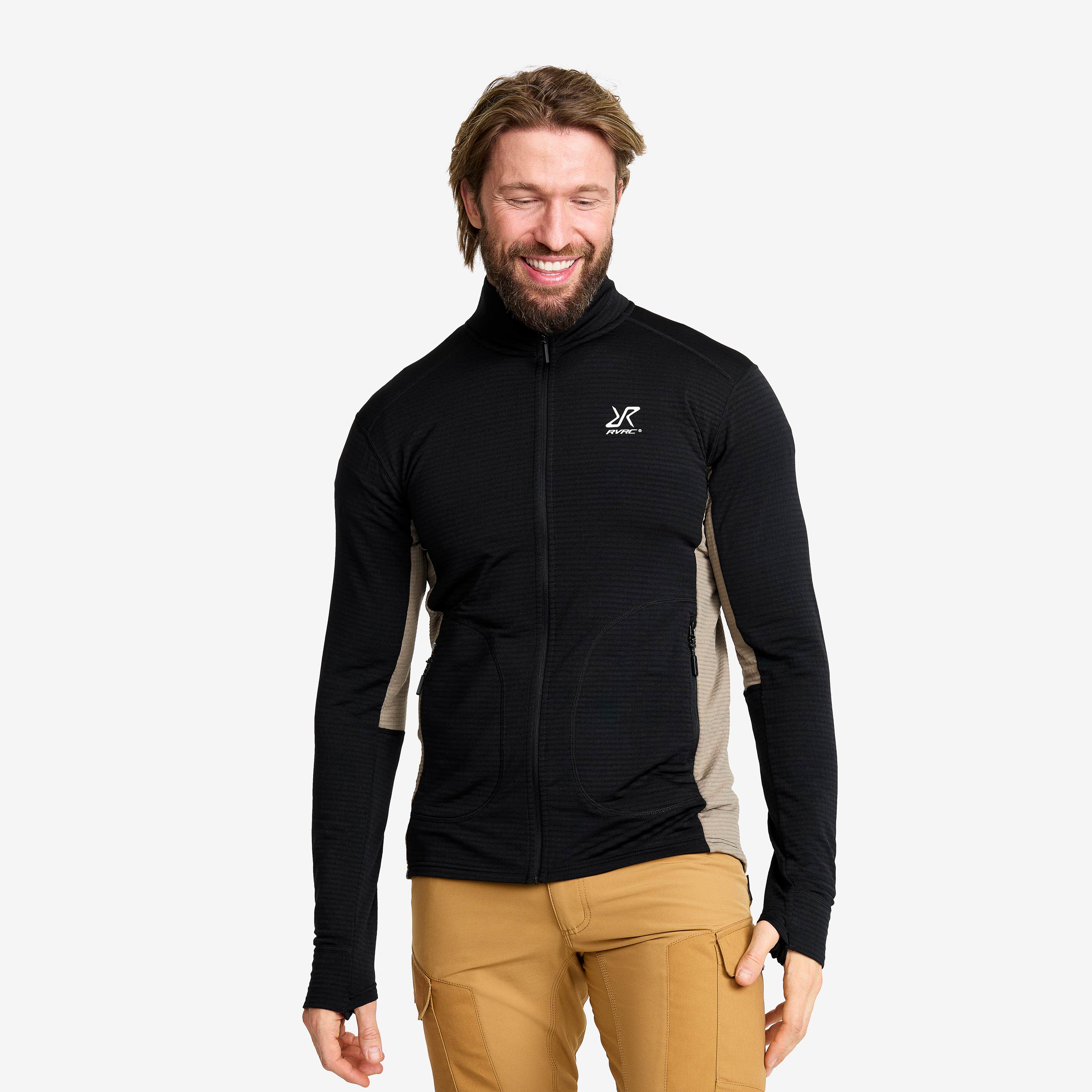 Waffle Full-zip Fleece Herre Black