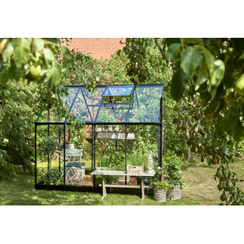 Tuinkas Royal Well Qube 68 zwart gecoat met 3mm veiligheidsglas