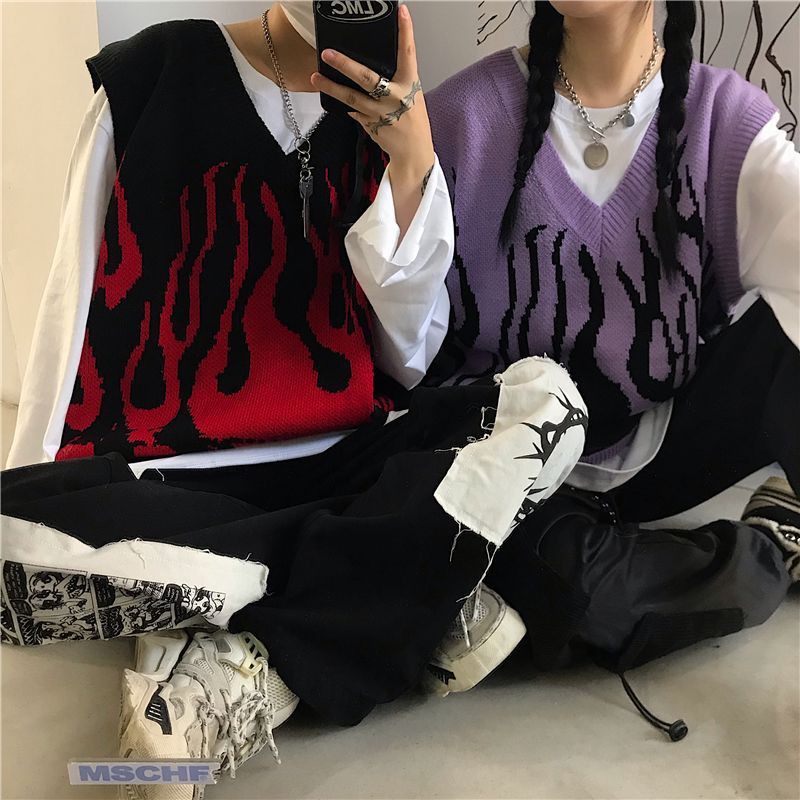 2DAWGS - Matching Fire Print Knit Vest voor koppels