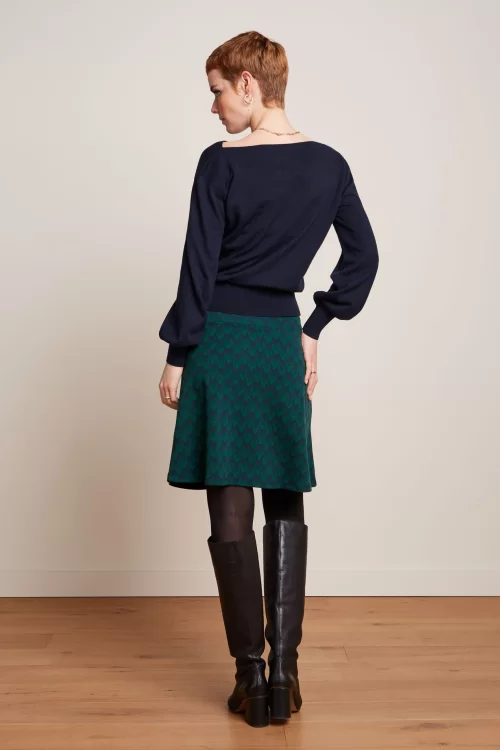 King Louie Duffy Jacquard border rok in avondblauw