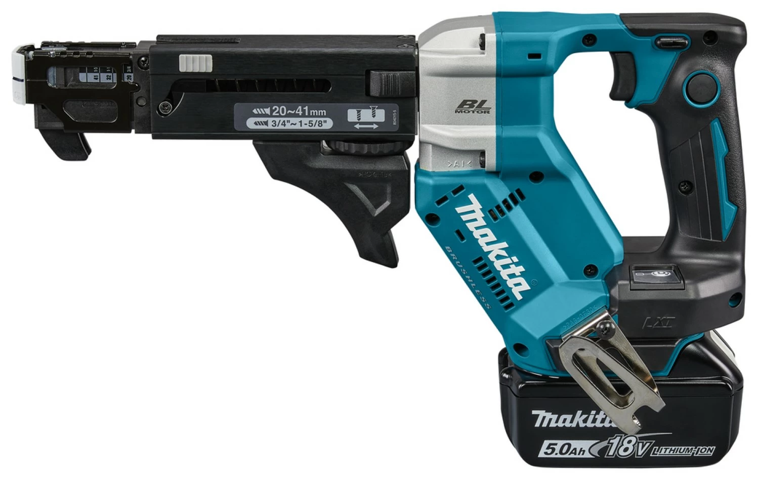Makita DFR452RTJ 18V Li-Ion accu schroefautomaat set (2x 5,0Ah) in Mbox - 20-41mm
