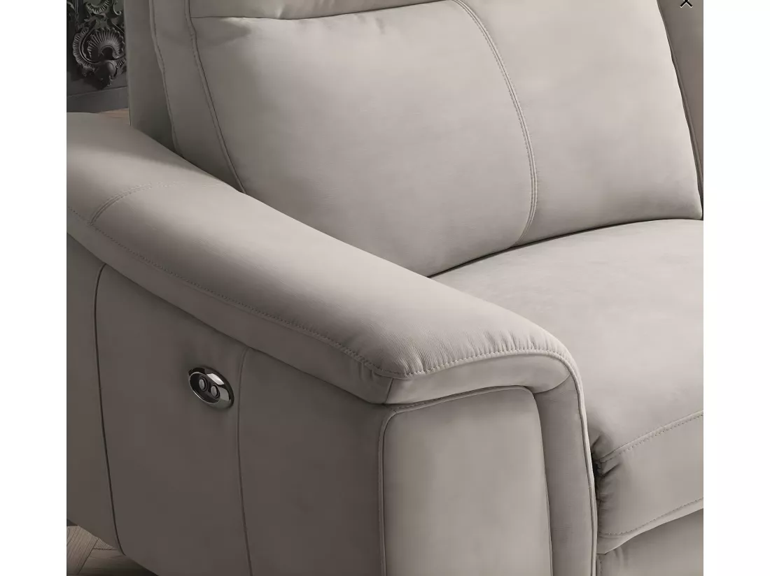 Canapé de relaxation électrique microfibre Kuiza-Couleur Beige clair-2 places relax électrique
