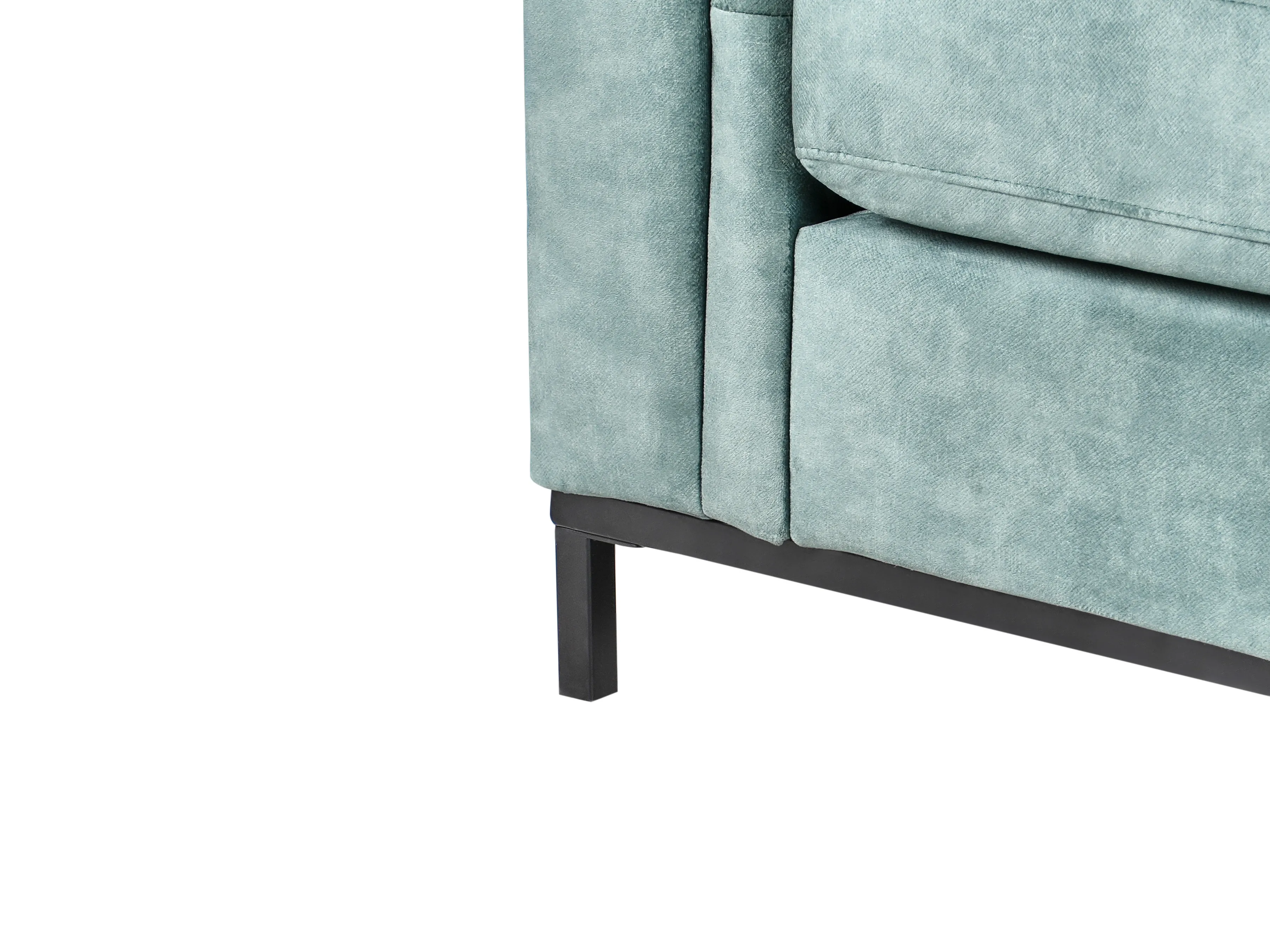 Hoekbank 5-zits OSLO Fluweel Groenblauw met ottomaan linkszijdig