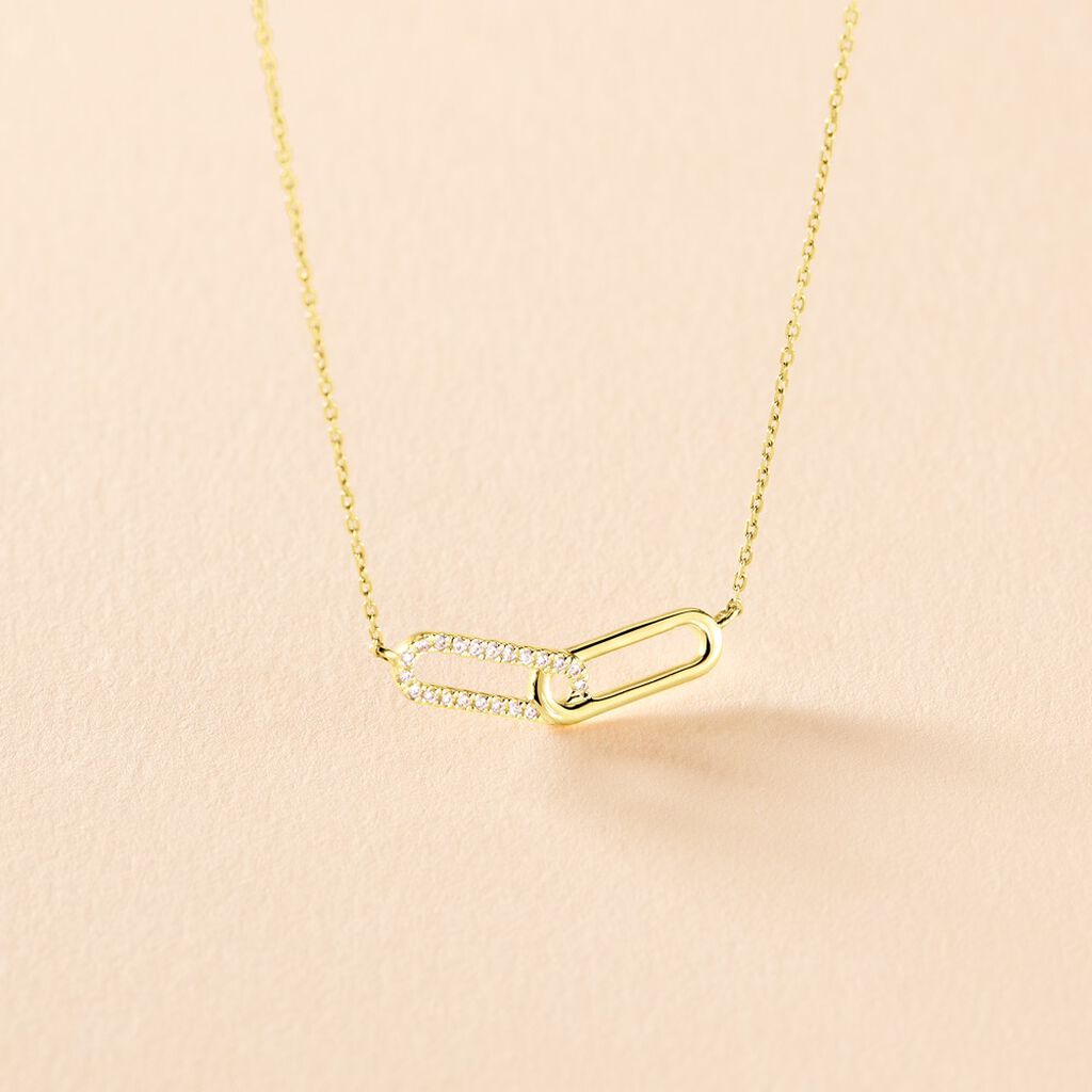 Collier Graphic Lines Or Jaune Oxyde De Zirconium