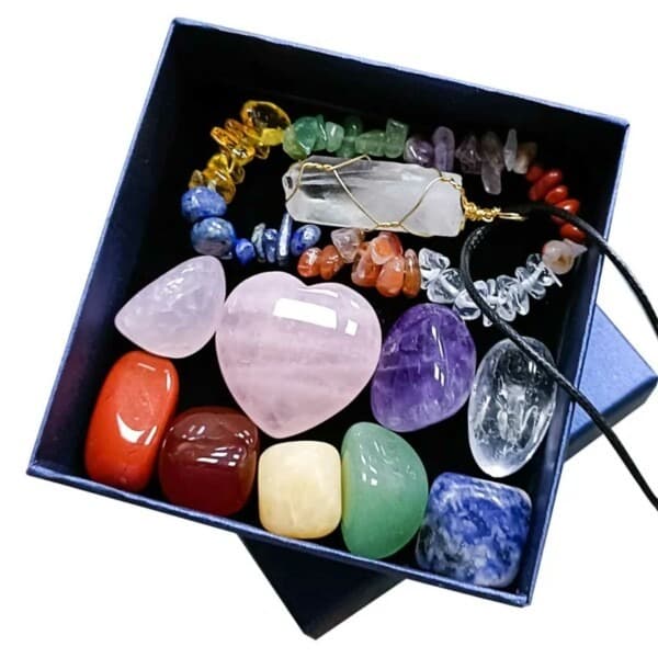 11-pack naturlig energioppgaver Chakra Helbredende krystaller Armbånd Halskjede