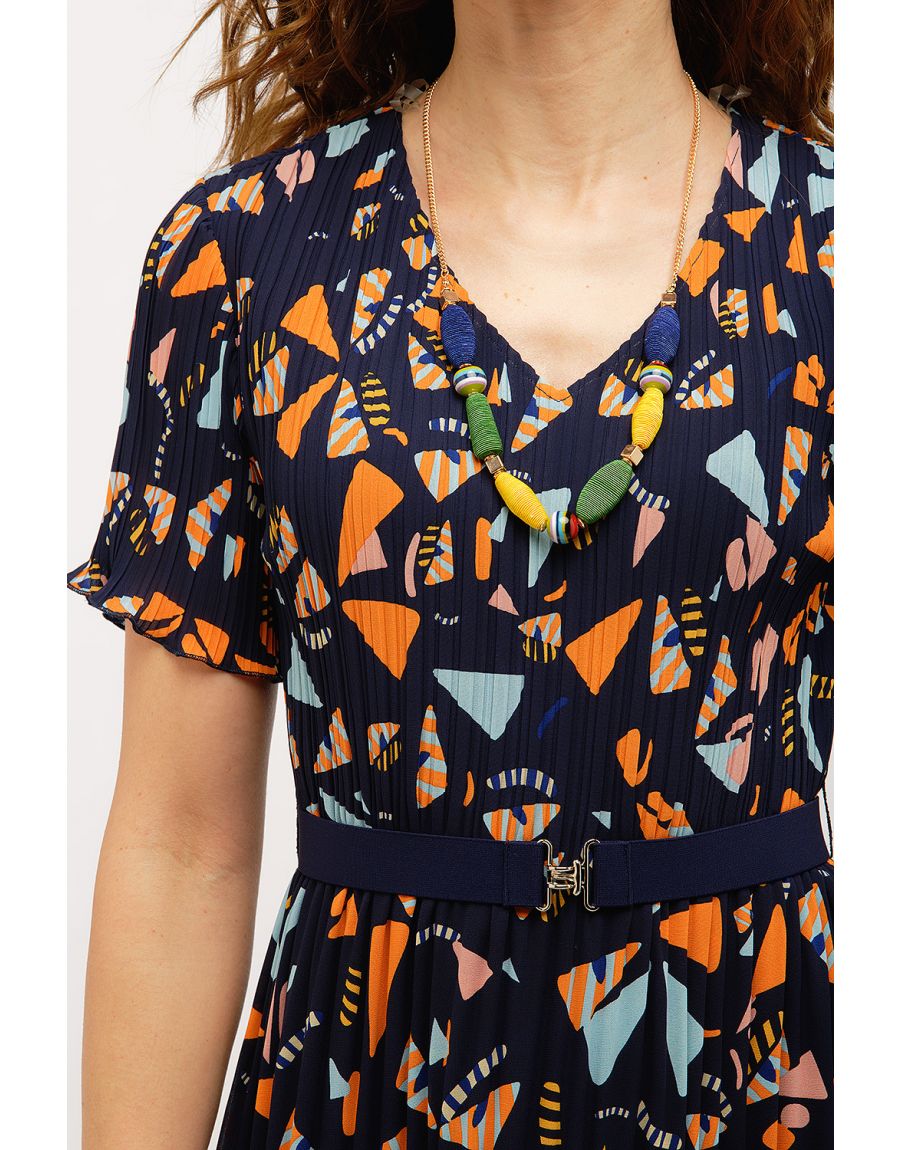 Robe plissée bleu marine