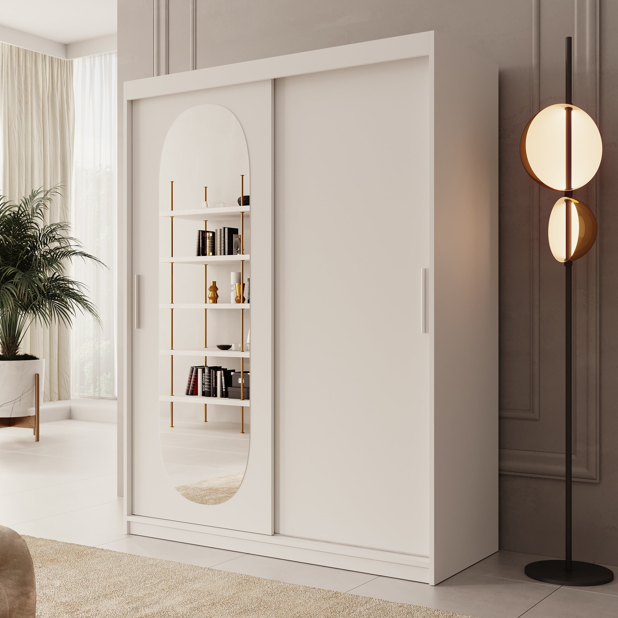 Bodhi - Kledingkast met schuifdeuren - Wit - 150x62x200 cm