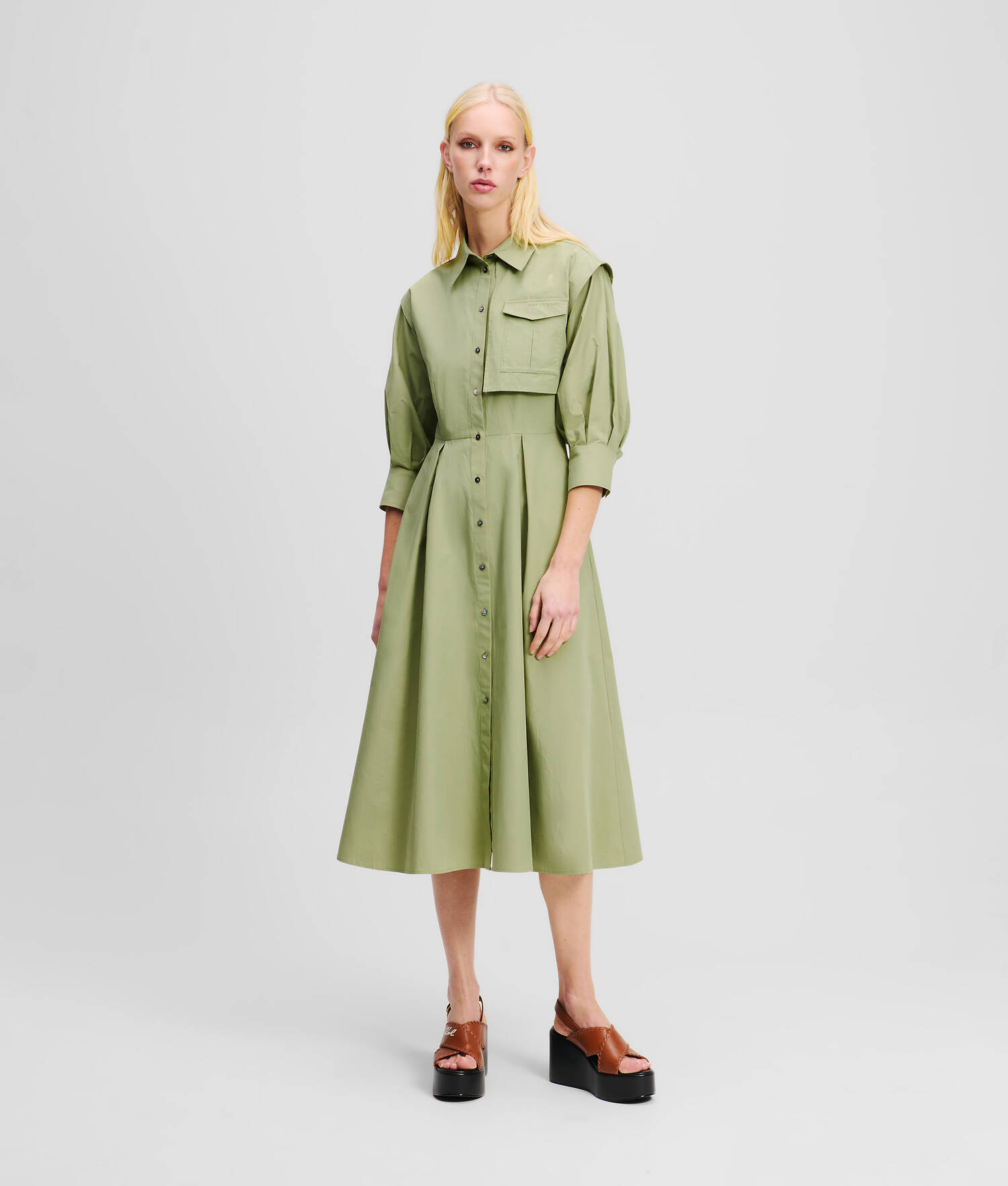 ROBE-CHEMISIER CARGO - Vert d'huile