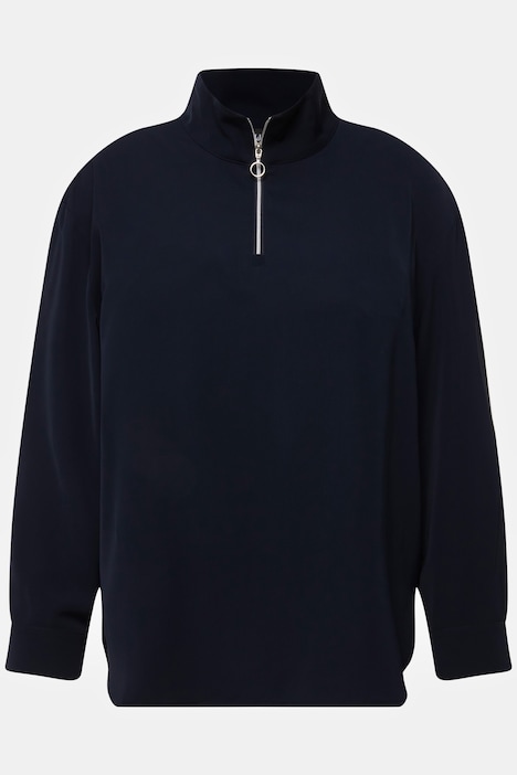 Tunika, Zipper, Oversized, Stehkragen, Langarm
