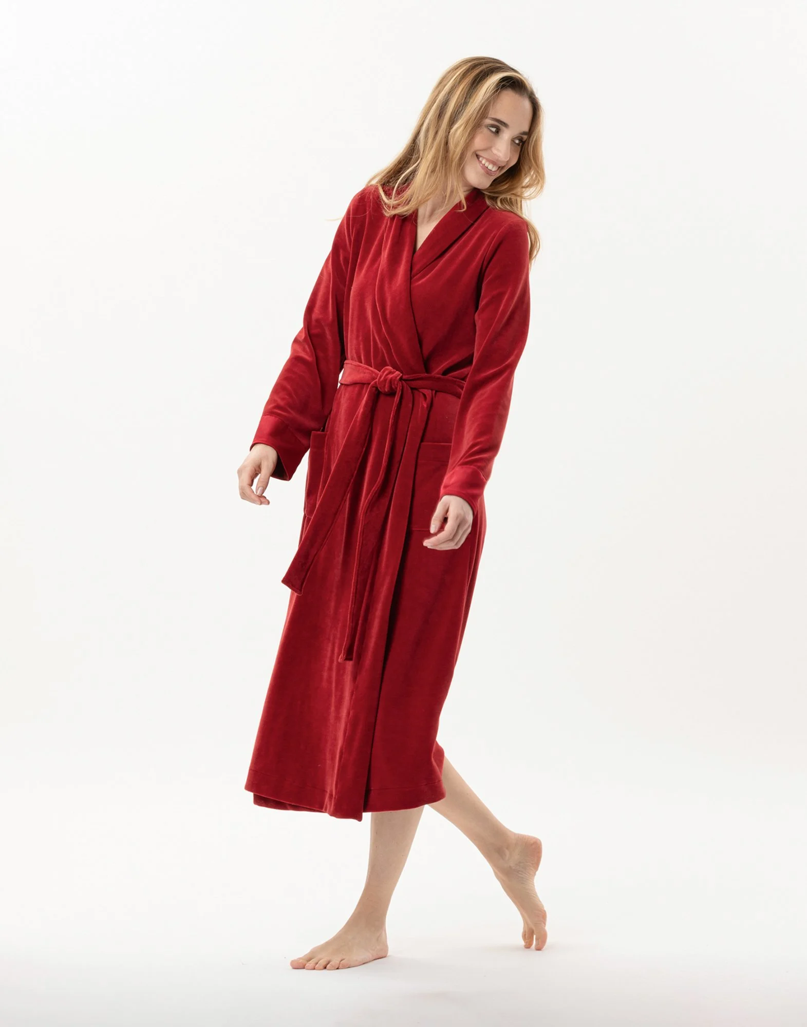 ESSENTIEL 867 - Peignoir en velours | Rouge