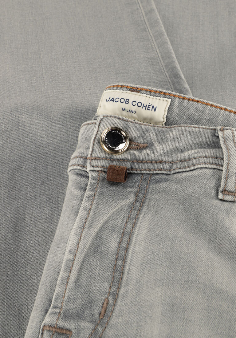 lichtgrijze jacob cohen slim fit jeans pant 5 pkt super slim fit nick slim