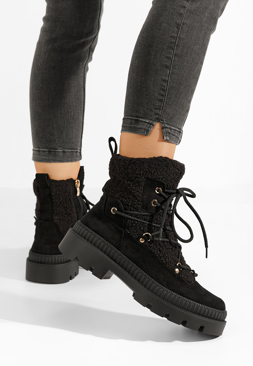 Bottines à lacets femme noirs Kataria