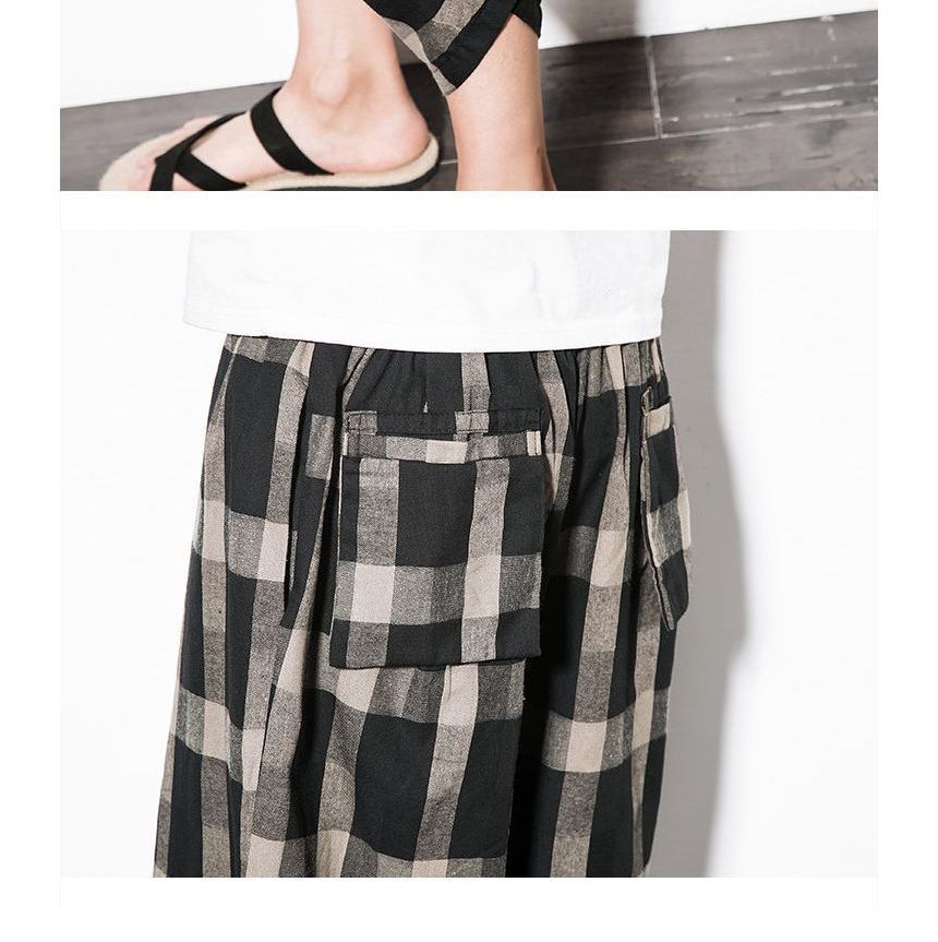 Lefitt - Mid Rise Gingham Capri Harembroek