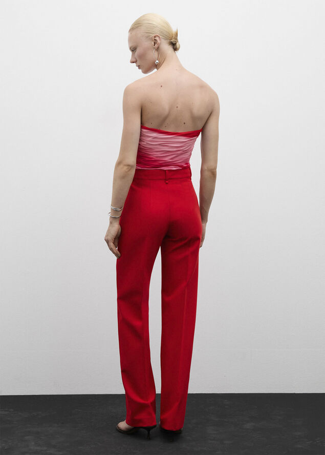 MANGO Straight trousers with decorative s Red