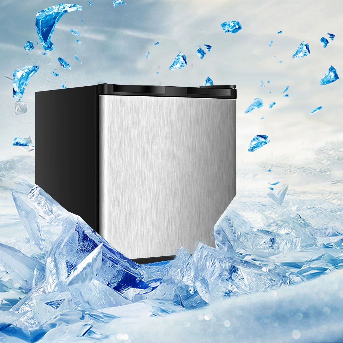 Mini Congélateur Vertical Capacité 31,1 L Porte Réversible en Acier Inoxydable Contrôle Mécanique Température Réglable