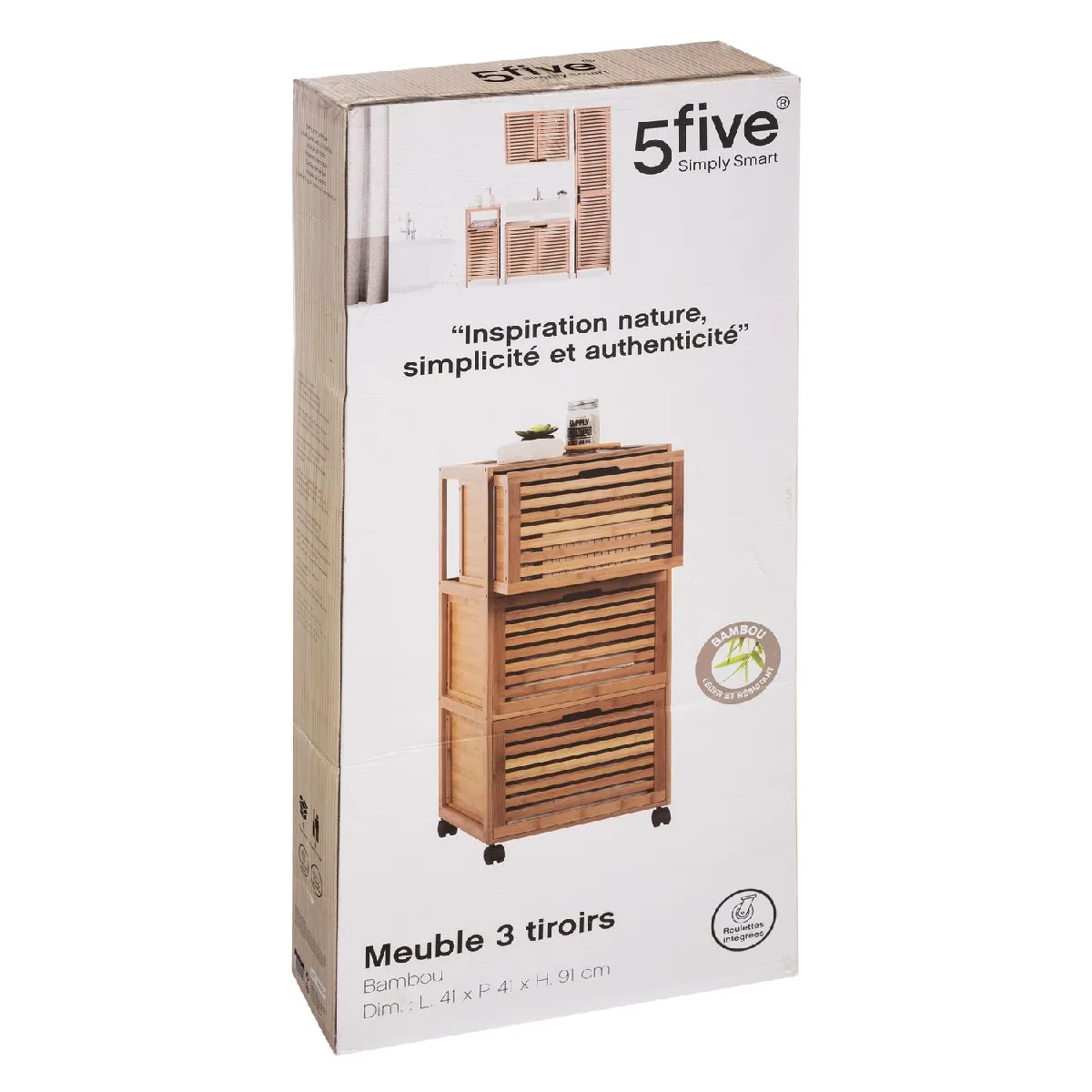 Five Simply Smart Meuble Sicela en bambou 3 tiroirs - Bois