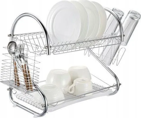 Two-level standing dish dryer, universal drainer