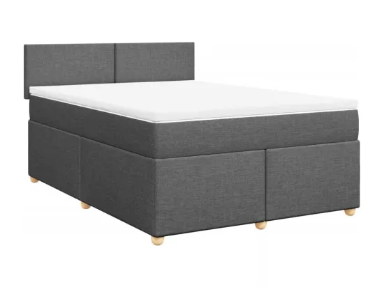 Sommier à lattes de lit avec matelas Gris foncé 160x200cm Tissu