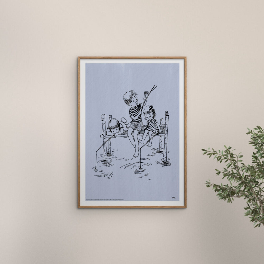Køb Poster & Frame Astrid Lindgren - Fishing Rod - Lotta
