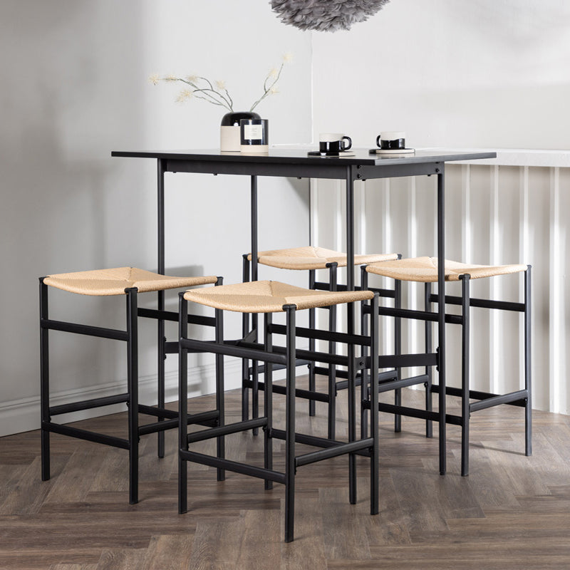 Nest living Roan metalen barkruk zwart - met rotan zitting - 66 cm