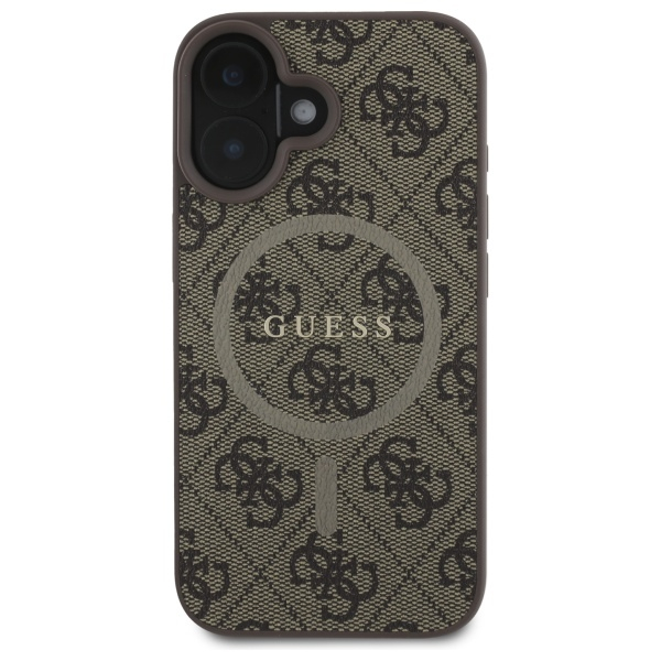iPhone 16 MagSafe Leder Hardcase Hülle 4G Ring Classic Logo (GUHMP16SG4GFRW) - Braun
