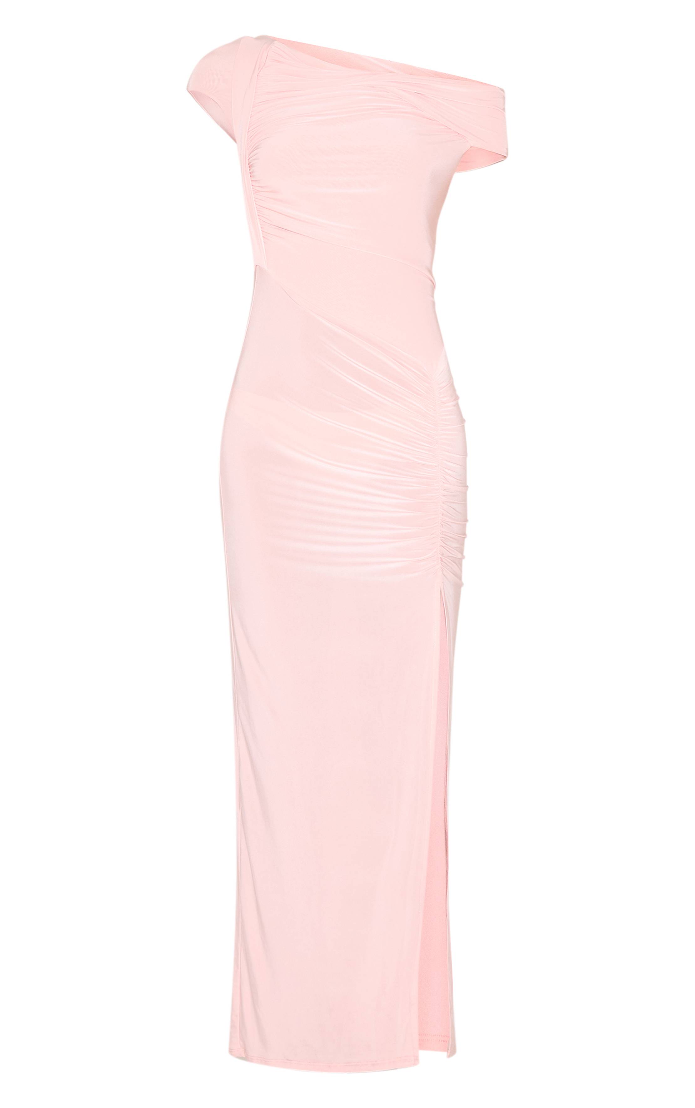 Blush Rose Robe Longue Moulante À Détail Torsadé