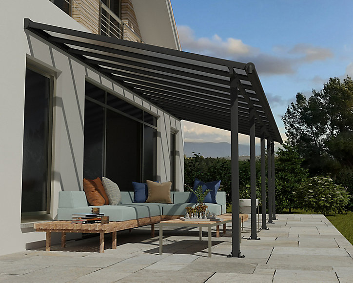 Pergola adossée Olympia 3 x 8,51m gris
