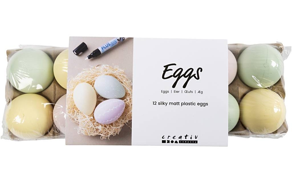 Eier aus Plastik 6 Stück, pastellfarbenEier als kreative Dekoration