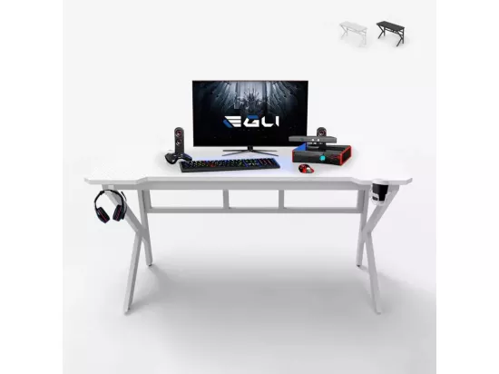 Bureau gamer ergonomique 120x60 cm carbone porte casque gobelet TOTU