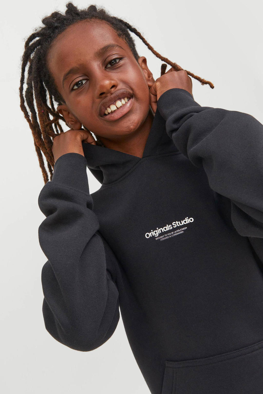 JACK & JONES hoodie JORVESTERBRO met tekst zwart