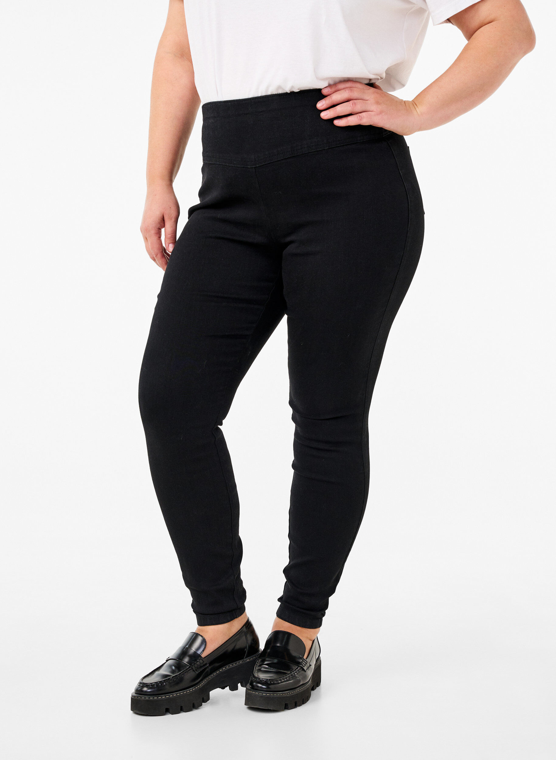 Stretchy jeggings med høj talje