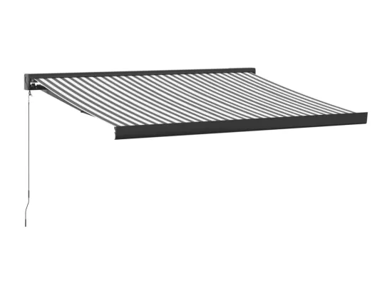 Auvent rétractable anthracite/blanc 3x2,5 m tissu et aluminium