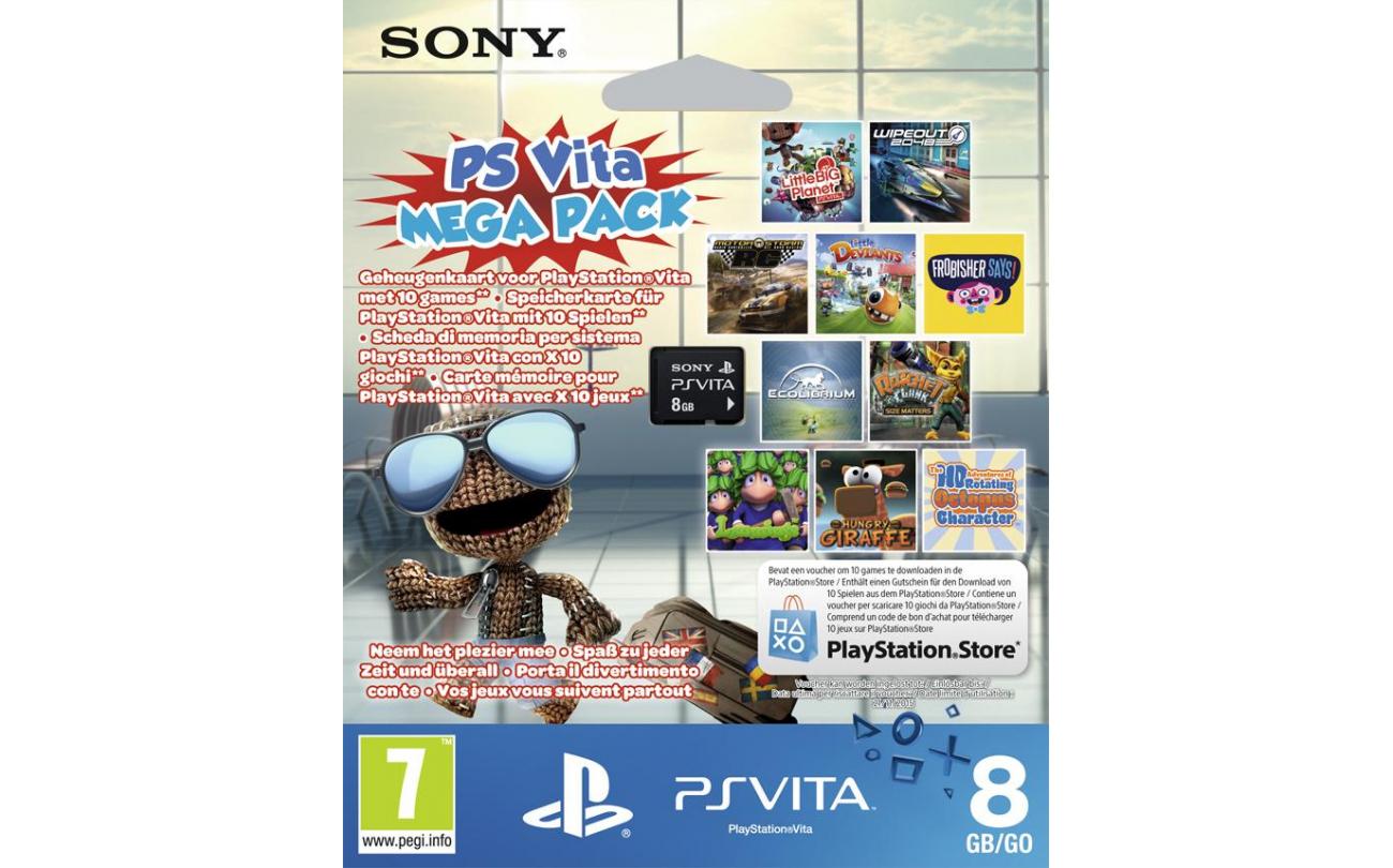 PSVita Mega Pack 8GB MC + Voucher Voor 10 Games
