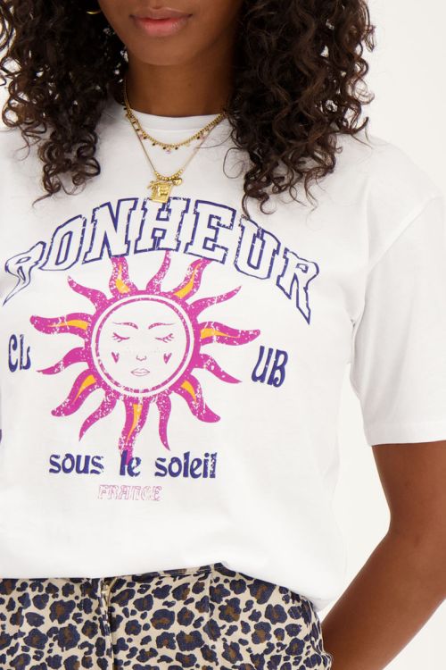 Wit T-shirt ''Bonheur''