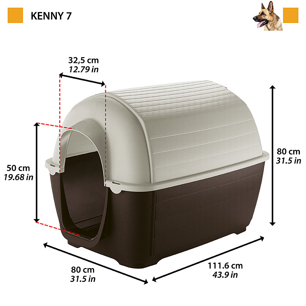 Ferplast niche d'extérieur pour chiens kenny 07, habitat pour chiens en résine thermo-plastique, résistant aux chocs et rayons uv,