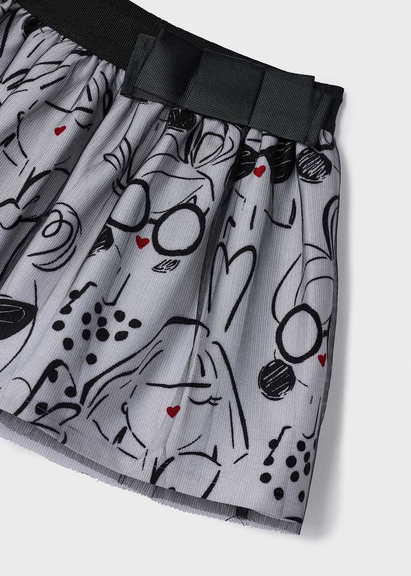 Conjunto de duas peças com saia estampada para meninas