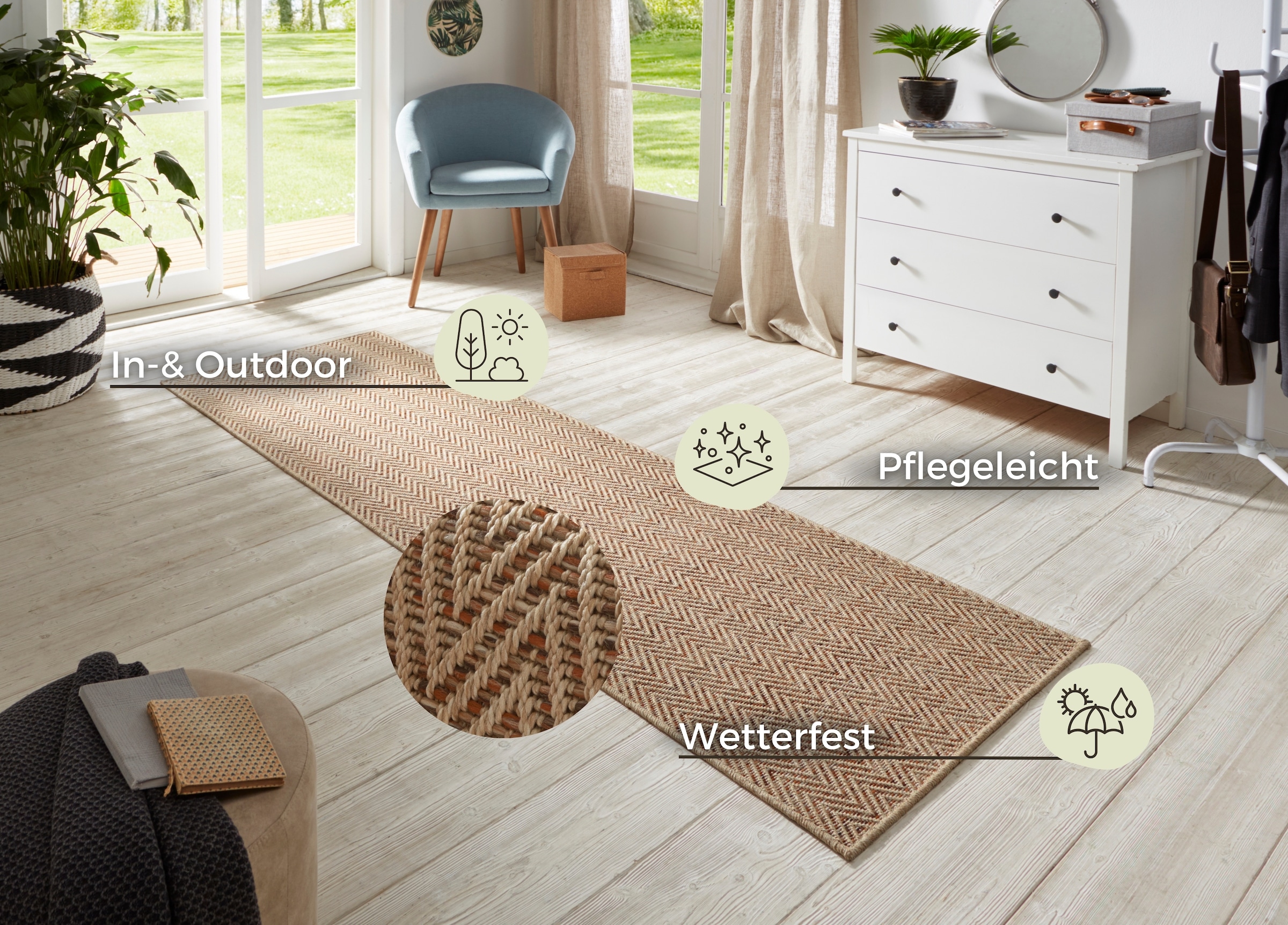 HANSE Home Läufer »Nature 500« rechteckig 5 mm Höhe Flachgewebe, In- & Outdoor, Rutschfest, Flur, Küche, Garten, Terrasse