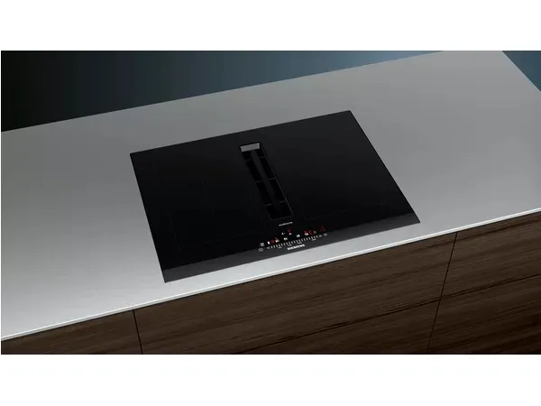 Siemens studioLine iQ500 ED777FQ25E - Induktions kogeplade - 4 plader - Niche - bredde: 56 cm - dybde: 49 cm - Klasse B - Studioline - sort med nedtræksudstødning (ekstraktion og recirkulation med ekstra recikuleringssæt)