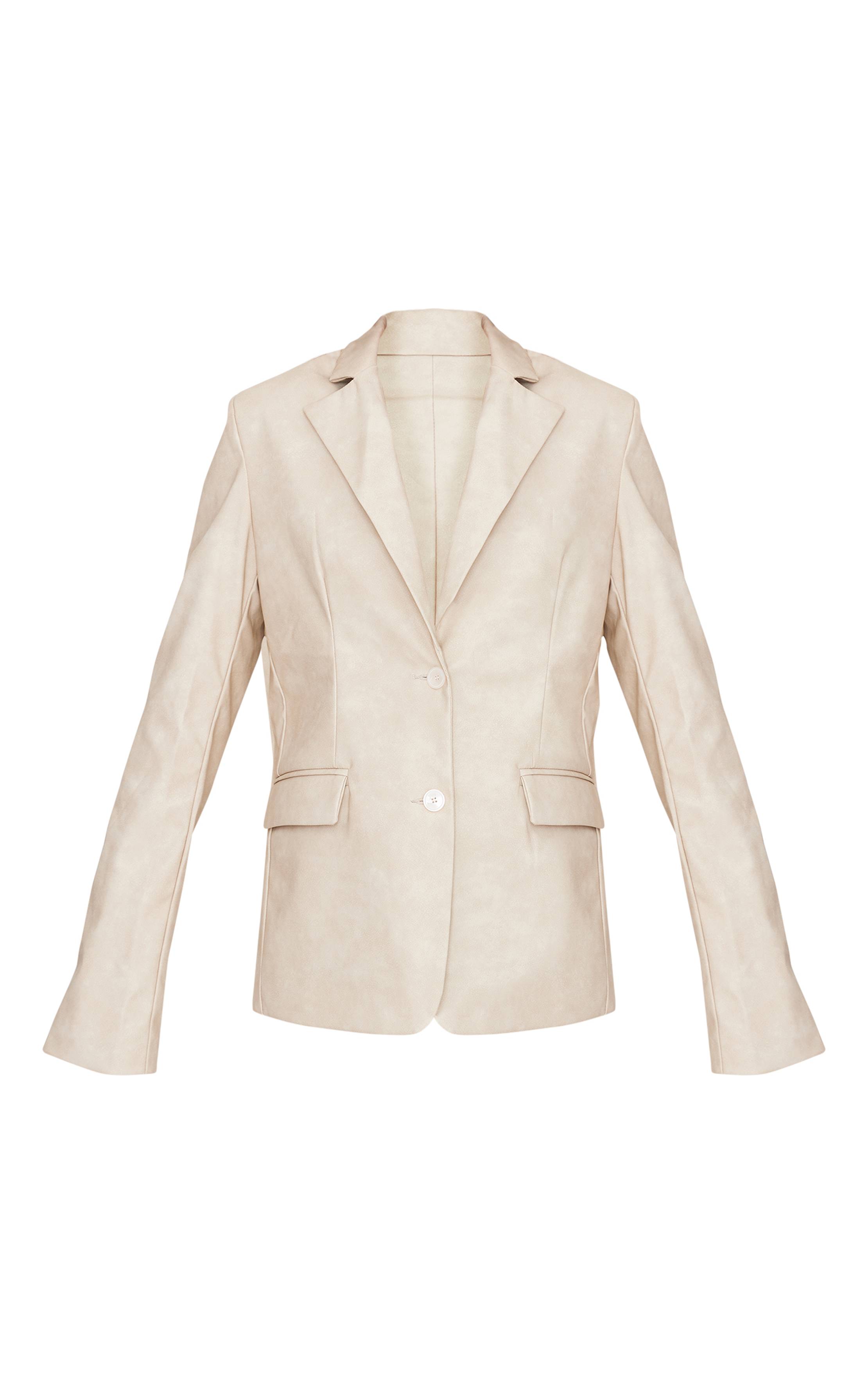 Gris Pierre Blazer Oversize Grande Taille En Synthétiquecuir