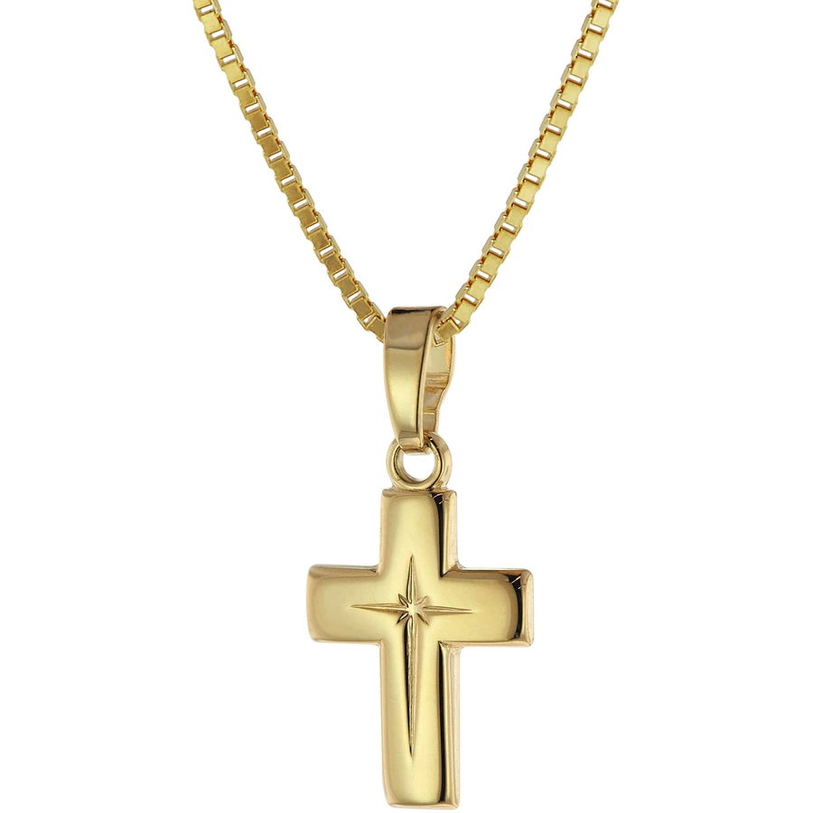 trendor Kinder Kreuz-Anhänger Gold 333 (8 Karat) + plattierte Halskette gold