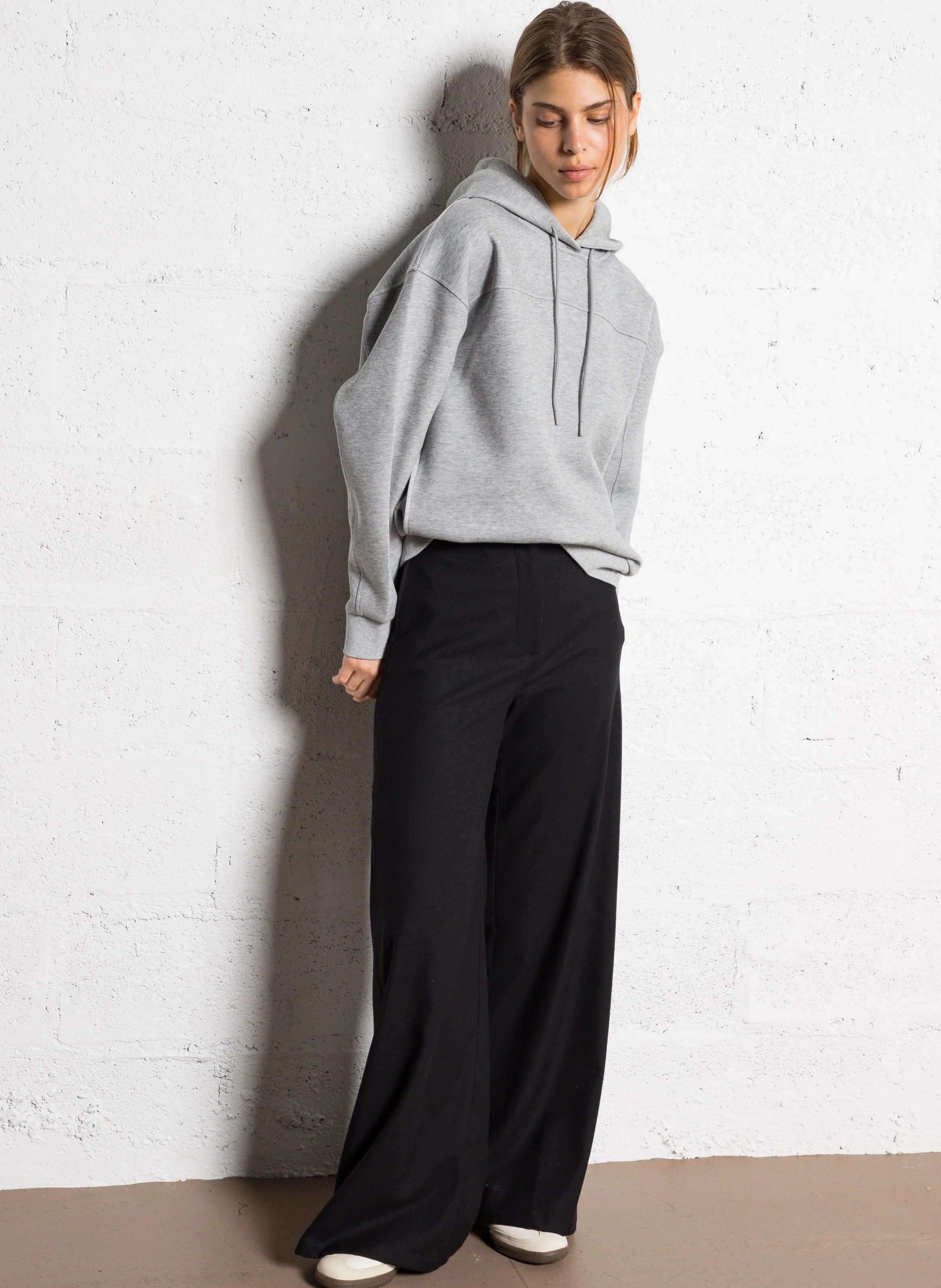 GAEL / LE - Sweat court à capuche en coton mélangé | Gris