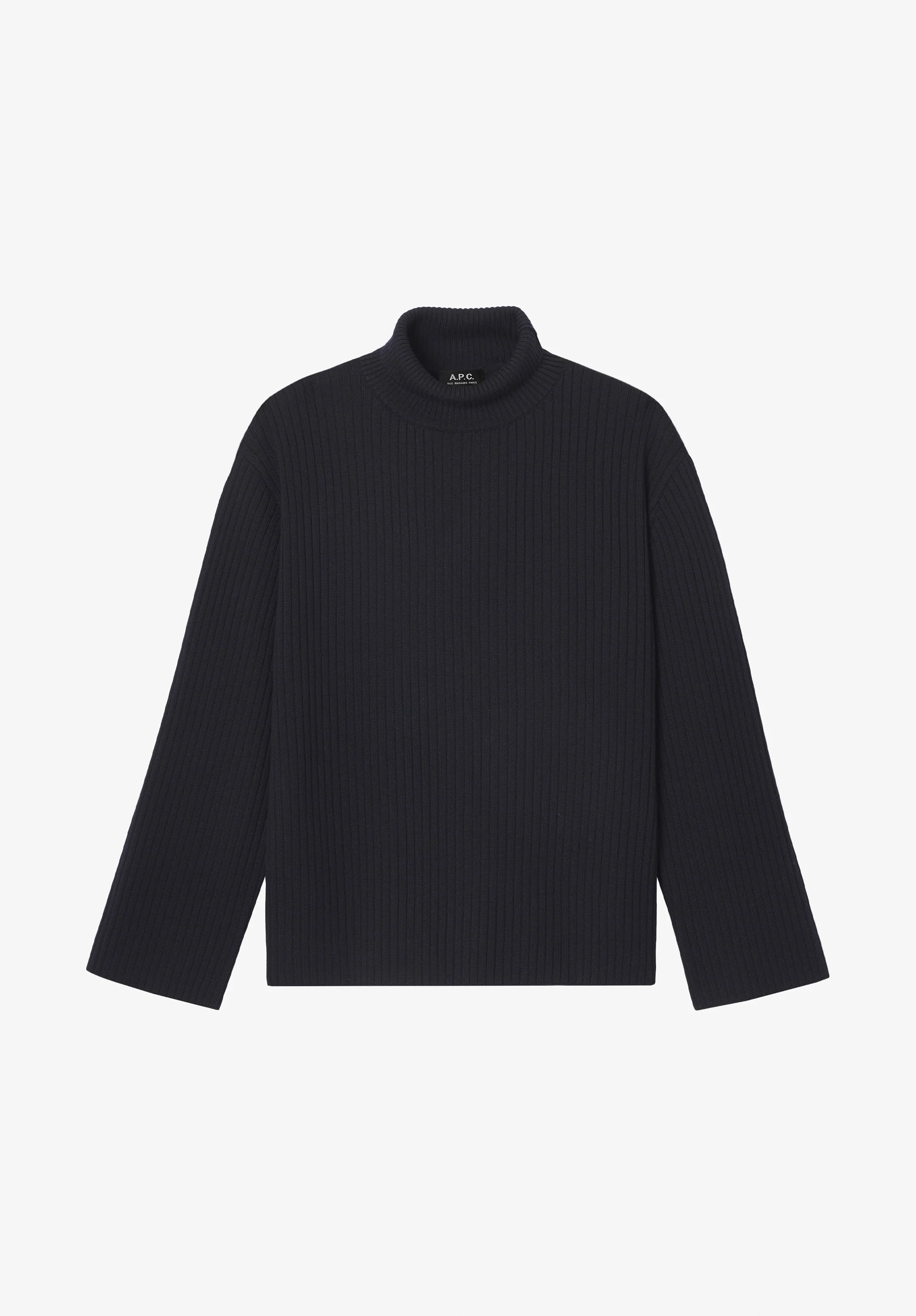 Pull bleu marine à col montant - Dark navy