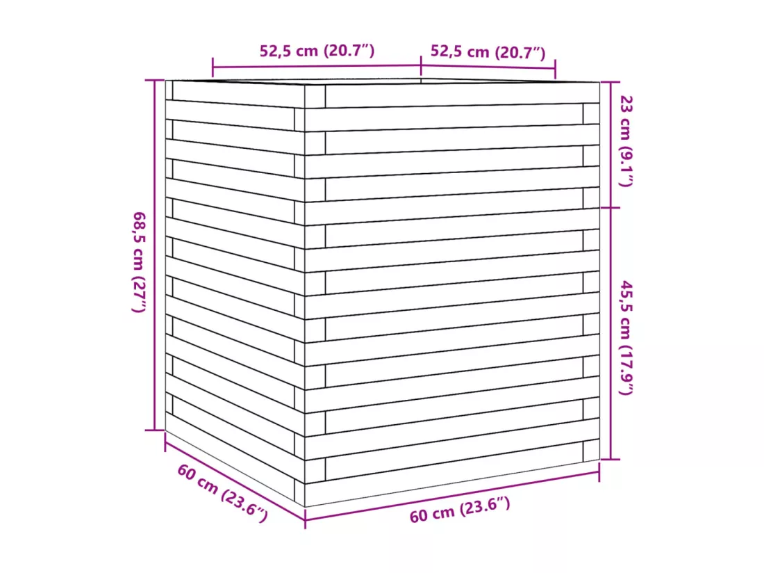 Jardinière bac lit surélevé bois blanche 60 x 60 x 68.5 cm 02_0037727